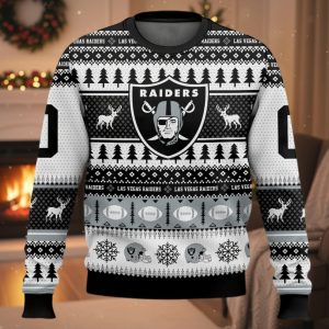 Personalized Raiders Football 2025 Ugly Christmas Sweater 1 Personalized Raiders Football 2025 Ugly Christmas Sweater
