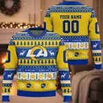 Personalized Rams Football 2025 Ugly Christmas Sweater