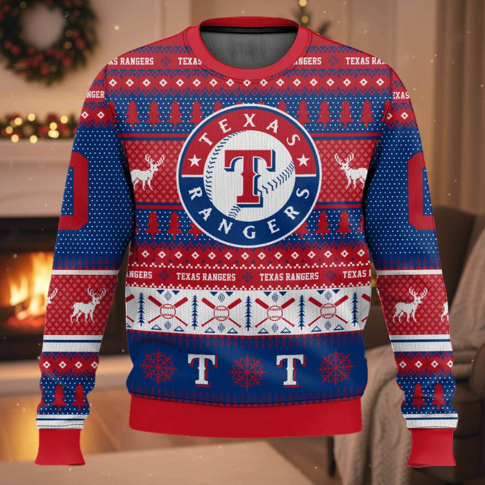 Personalized Rangers Baseball 2025 Ugly Christmas Sweater Personalized Rangers Baseball 2025 Ugly Christmas Sweater