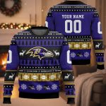 Personalized Ravens Football 2025 Ugly Christmas Sweater