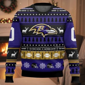Personalized Ravens Football 2025 Ugly Christmas Sweater 1 Personalized Ravens Football 2025 Ugly Christmas Sweater