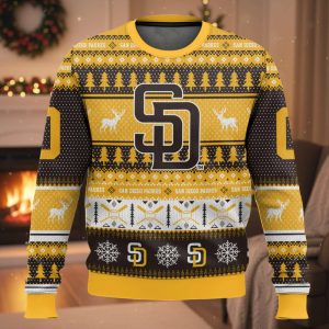 Personalized SD Padres Baseball 2025 Ugly Christmas Sweater