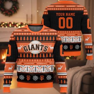 Personalized SF Giants Baseball 2025 Ugly Christmas Sweater