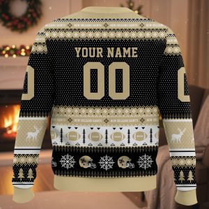 Personalized Saints Football 2025 Ugly Christmas Sweater