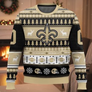Personalized Saints Football 2025 Ugly Christmas Sweater
