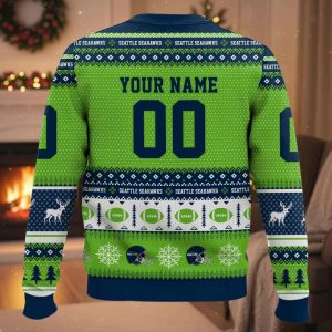 Personalized Seahawks Football 2025 Ugly Christmas Sweater