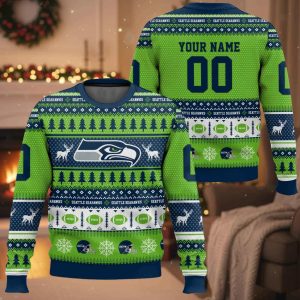 Personalized Seahawks Football 2025 Ugly Christmas Sweater