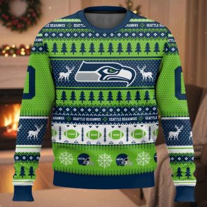 Personalized Seahawks Football 2025 Ugly Christmas Sweater