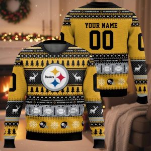 Personalized Steelers Football 2025 Ugly Christmas Sweater