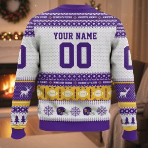 Personalized Vikings Football 2025 Ugly Christmas Sweater