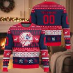 Personalized Yankees Baseball 2025 Ugly Christmas Sweater