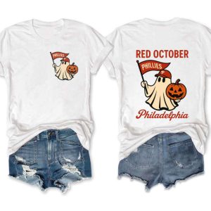 Phillies Halloween Ghost Red October Tee