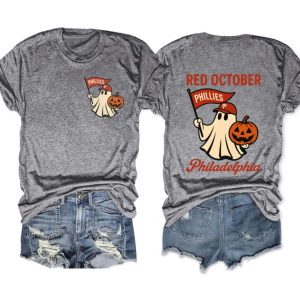 Phillies Halloween Ghost Red October Tee