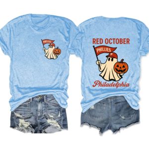 Phillies Halloween Ghost Red October Tee