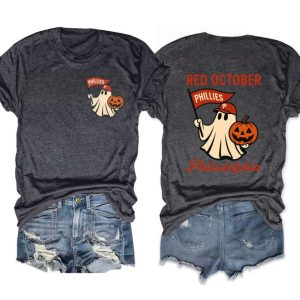 Phillies Halloween Ghost Red October Tee