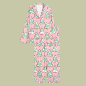 Preppy Christmas Cakes Satin Pajama Set