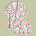 Preppy Christmas Cakes Satin Pajama Set
