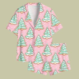 Preppy Christmas Cakes Satin Pajama Set