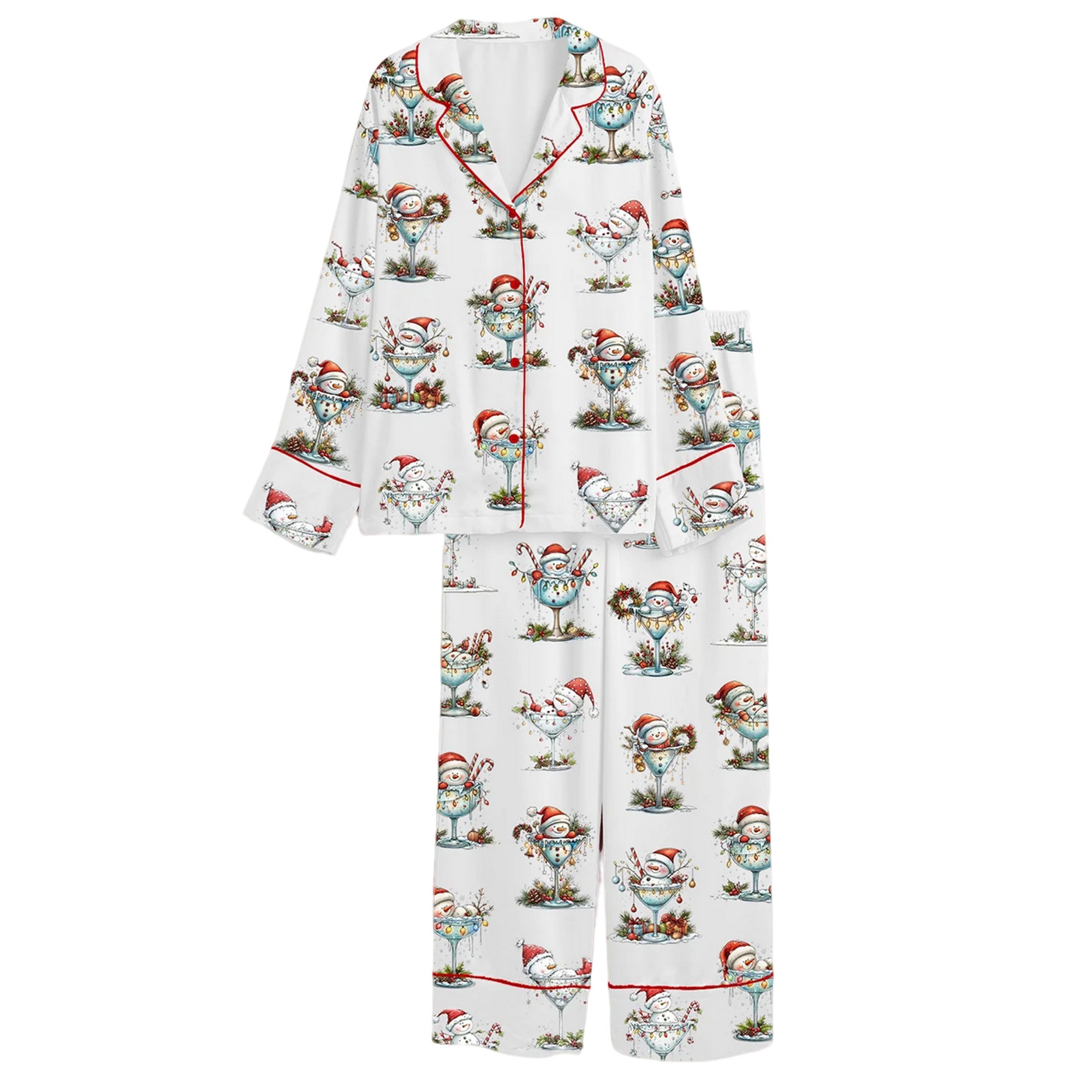 Quirky Snowman Christmas Satin Pajama Set Quirky Snowman Christmas Satin Pajama Set