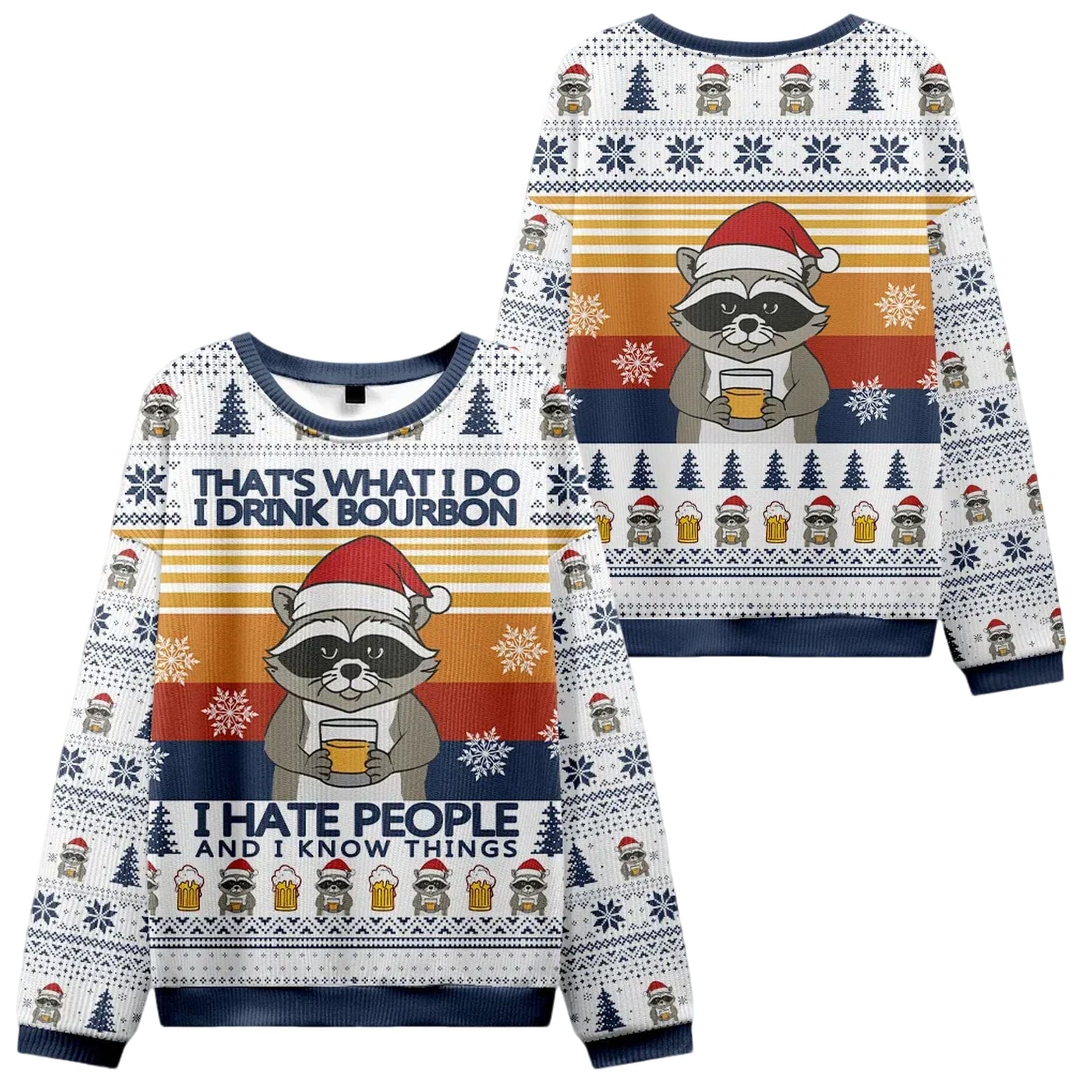 Raccoon Drinking Beer That’s What I Do I Drink Bourbon Ugly Christmas Sweater Raccoon Drinking Beer That’s What I Do I Drink Bourbon Ugly Christmas Sweater