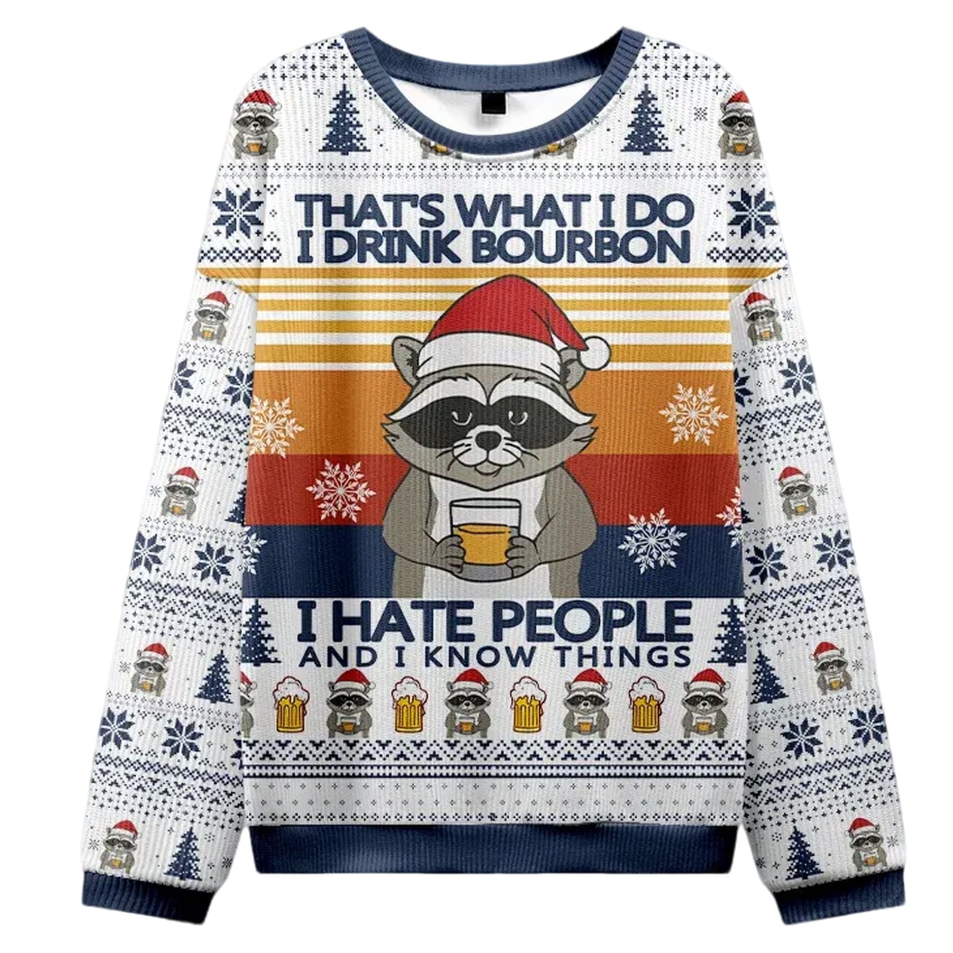 Raccoon Drinking Beer That's What I Do I Drink Bourbon Ugly Christmas Sweater Raccoon Drinking Beer That's What I Do I Drink Bourbon Ugly Christmas Sweater