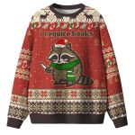 Racoon I Require Books Ugly Christmas Sweater