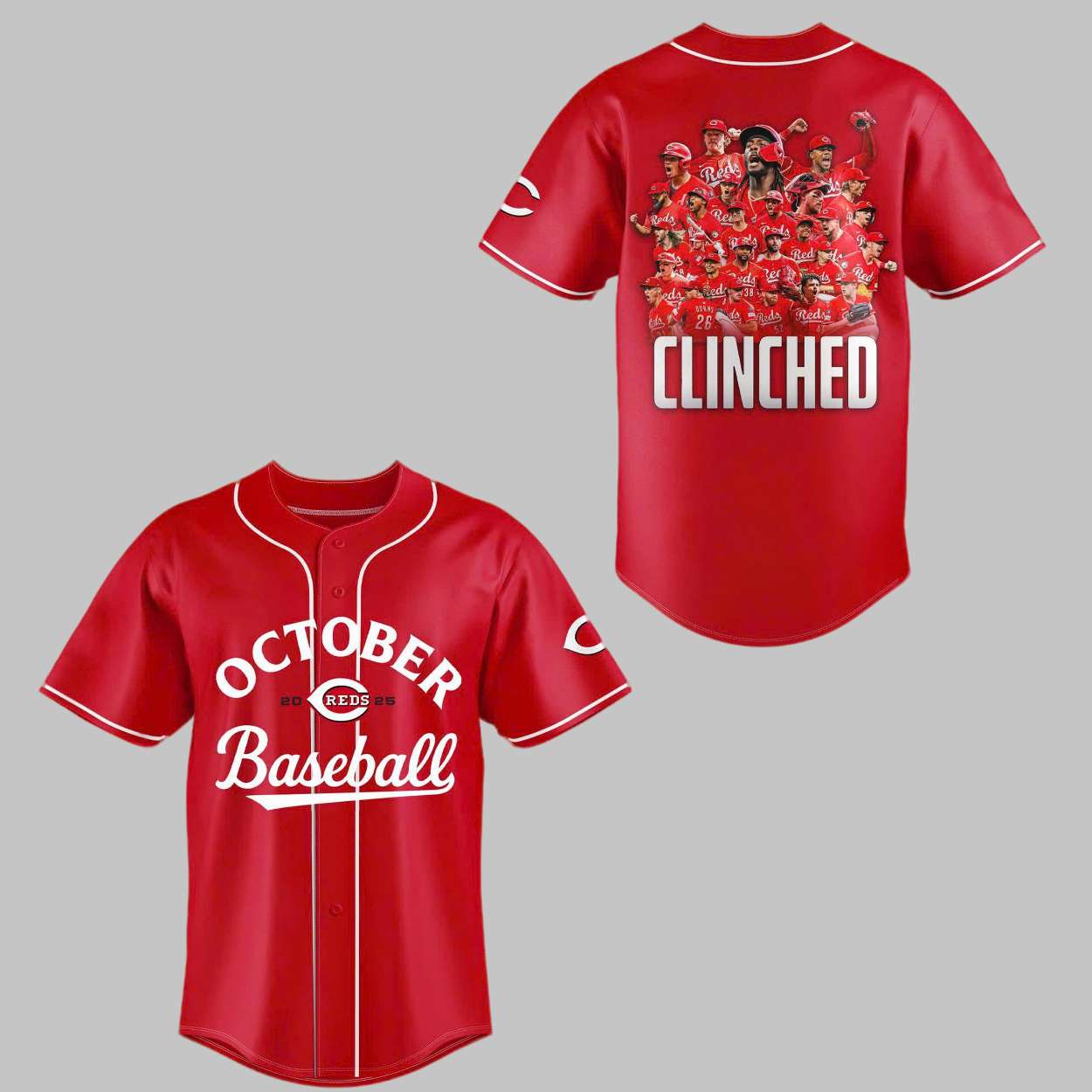 Reds October Baseball 2025 Clinched Jersey Reds October Baseball 2025 Clinched Jersey