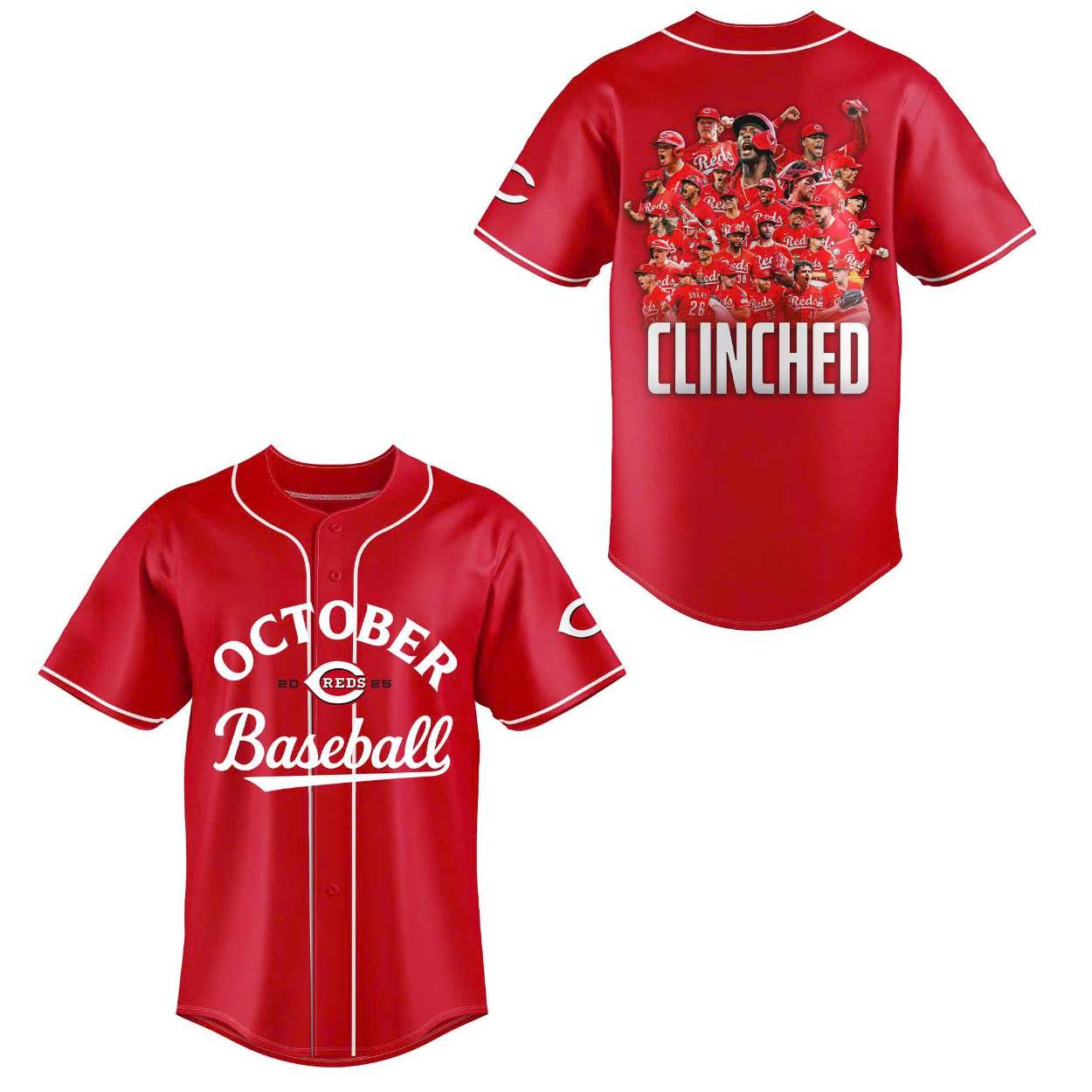 Reds October Baseball 2025 Clinched Jersey Reds October Baseball 2025 Clinched Jersey