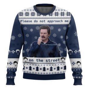 Ron Swanson Do Not Approach Me Parks And Recreation Ugly Christmas Sweater
