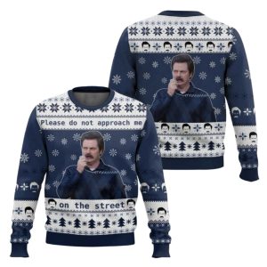 Ron Swanson Do Not Approach Me Parks And Recreation Ugly Christmas Sweater