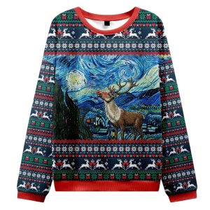 Rudolph Under The Starry Night Christmas Ugly Sweater