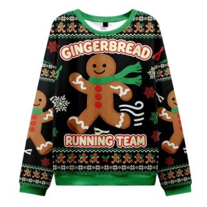 Running Gingerbread Man Christmas Ugly Sweater