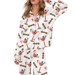 Santa Martini Silky Satin Pajama Set