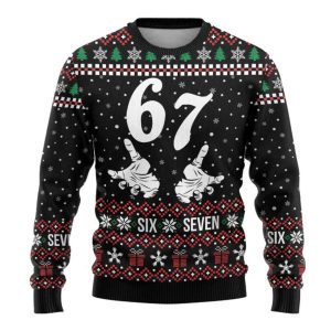 Six Seven Skeleton Hand Christmas Ugly Christmas Sweater