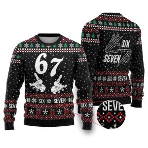 Six Seven Skeleton Hand Christmas Ugly Christmas Sweater