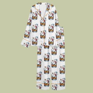 Snowman Christmas Whiskey Bourbon Satin Pajama Set