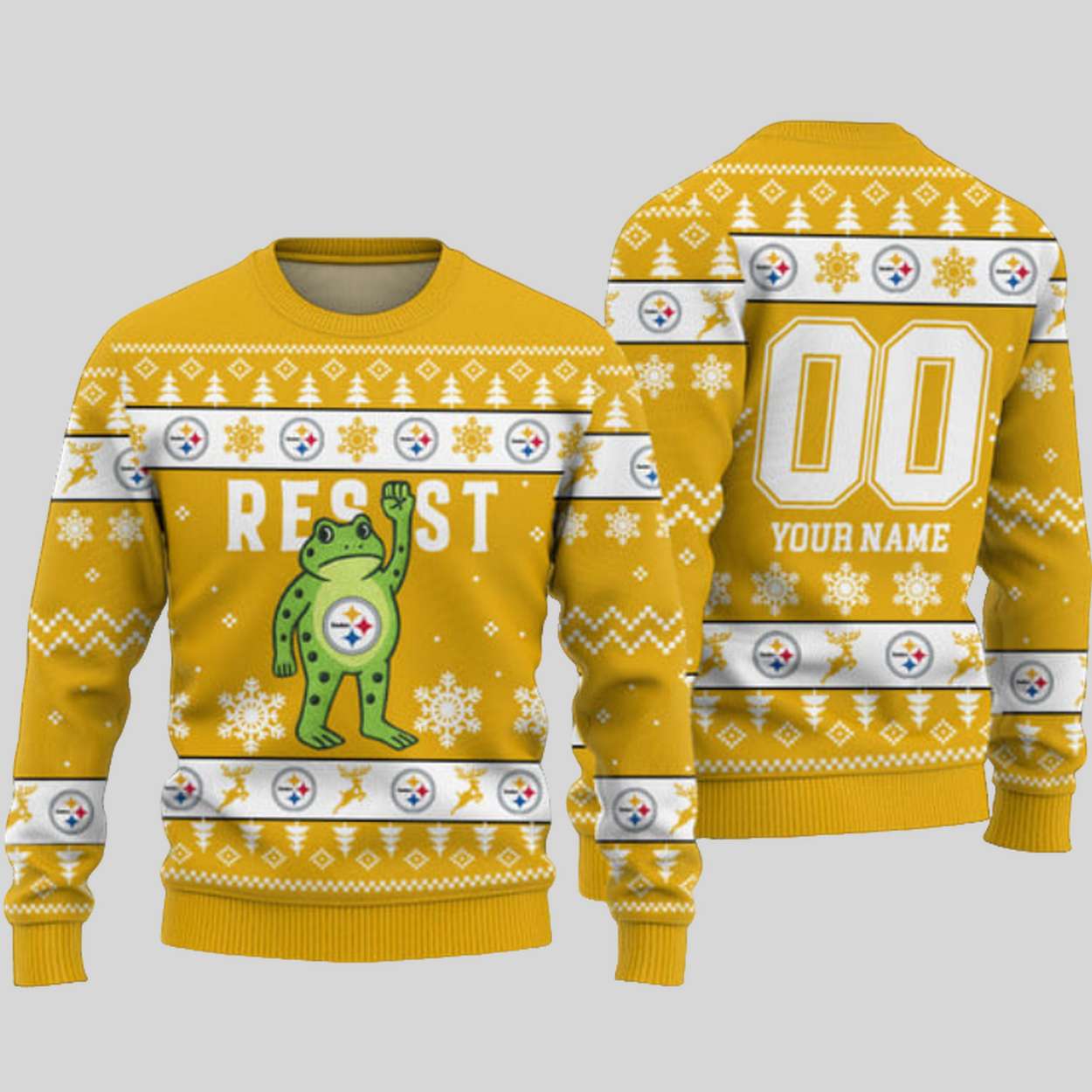 Steelers Portland Frog Resist Ugly Christmas Sweater Steelers Portland Frog Resist Ugly Christmas Sweater