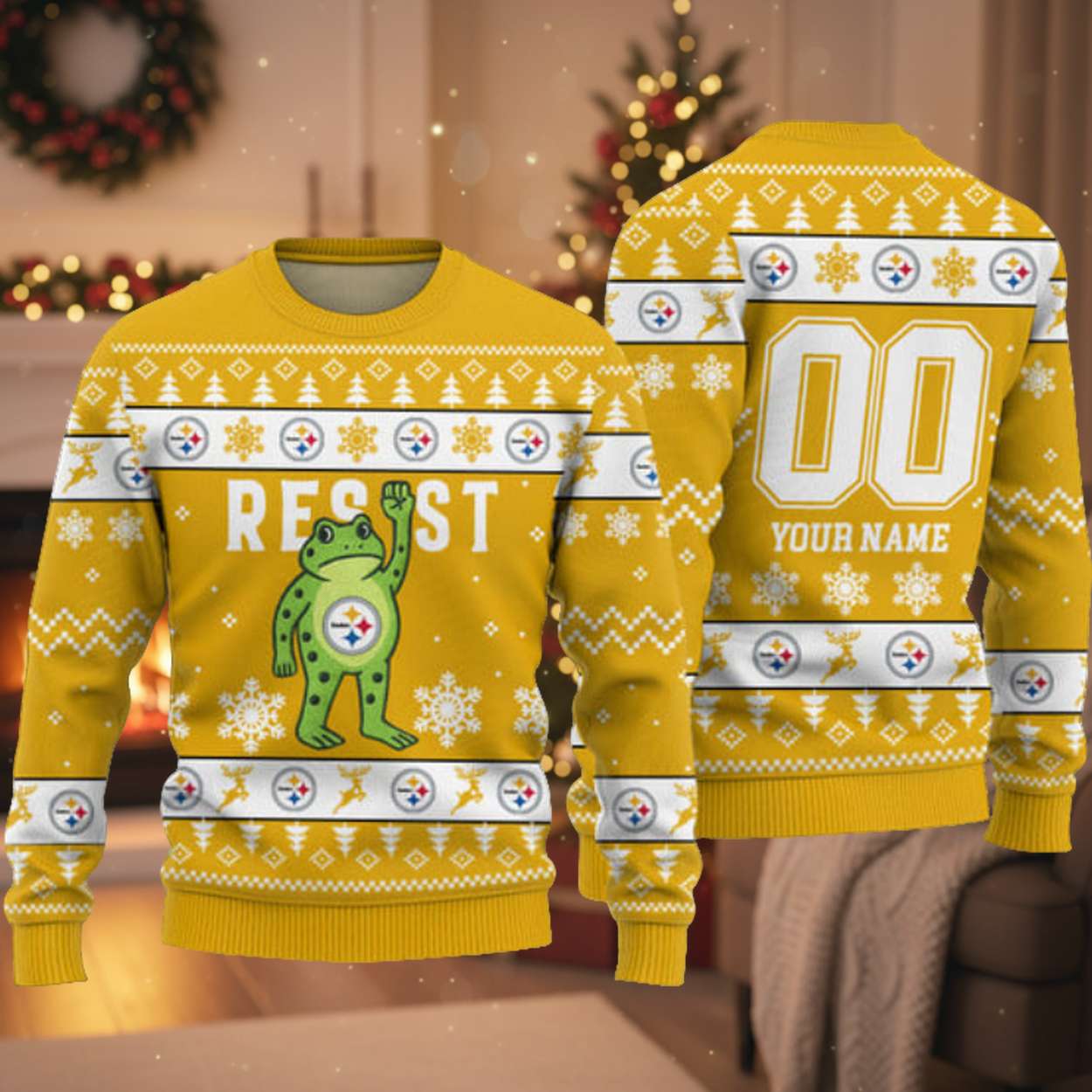 Steelers Portland Frog Resist Ugly Christmas Sweater Steelers Portland Frog Resist Ugly Christmas Sweater
