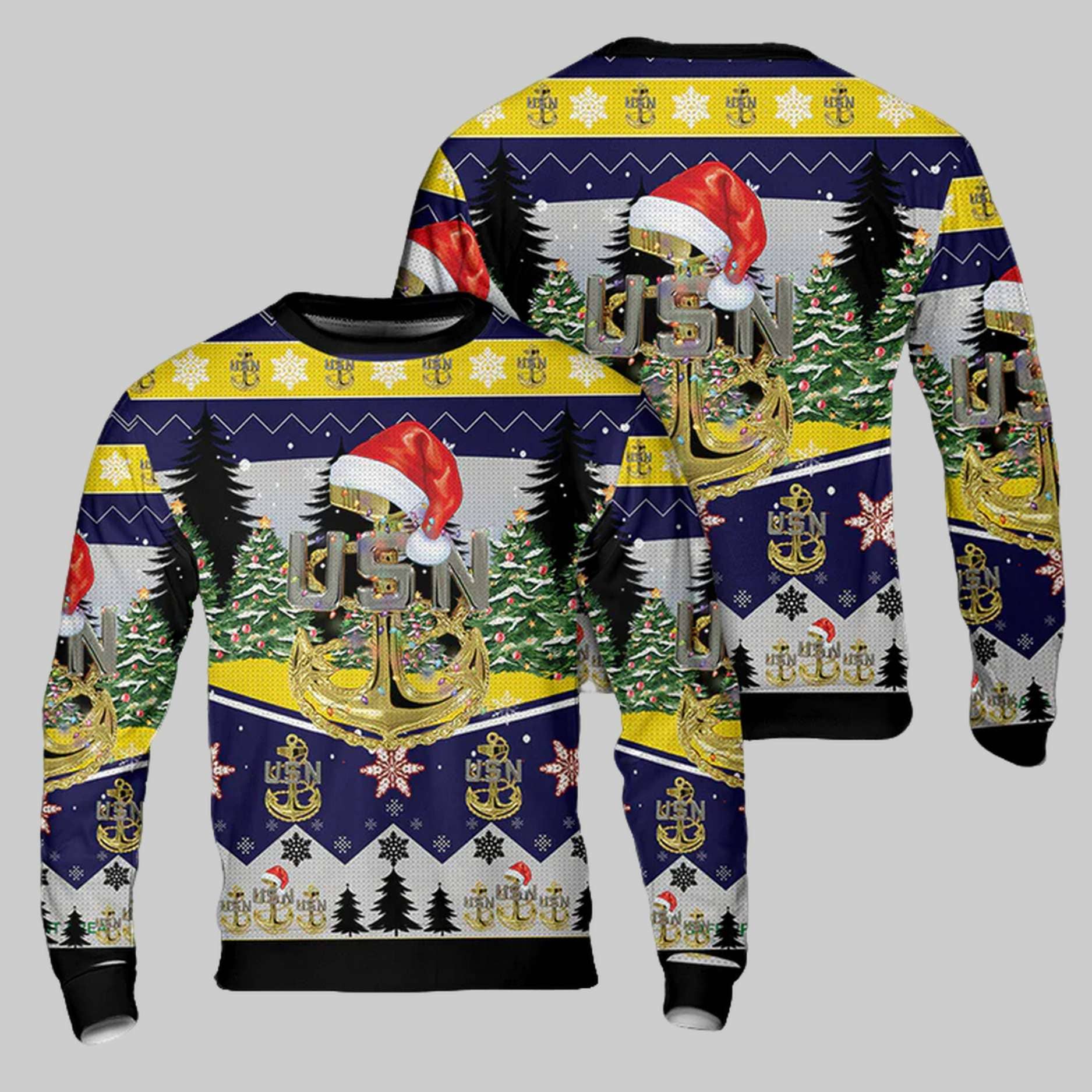 US Navy Chief Anchor Ugly Christmas Sweater US Navy Chief Anchor Ugly Christmas Sweater