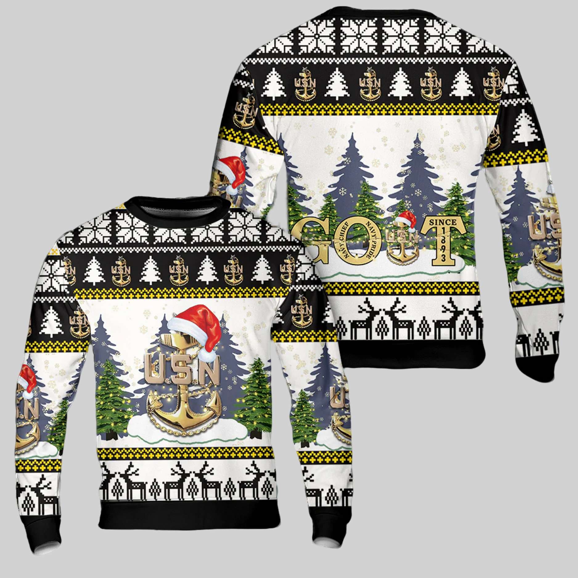 US Navy Senior Chief GOAT Ugly Christmas Sweater US Navy Senior Chief GOAT Ugly Christmas Sweater