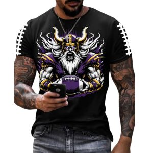 Vikings Football Print Casual T Shirt