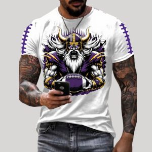 Vikings Football Print Casual T Shirt