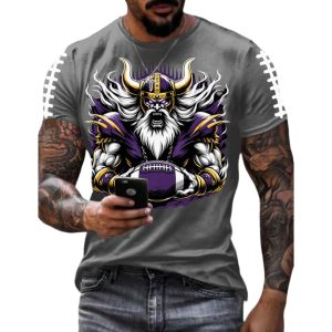 Vikings Football Print Casual T Shirt