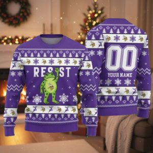 Vikings Portland Frog Resist Ugly Christmas Sweater 1 Vikings Portland Frog Resist Ugly Christmas Sweater
