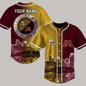 Vikings x Golden Gophers Skyline Baseball Jersey 1 Vikings x Golden Gophers Skyline Baseball Jersey