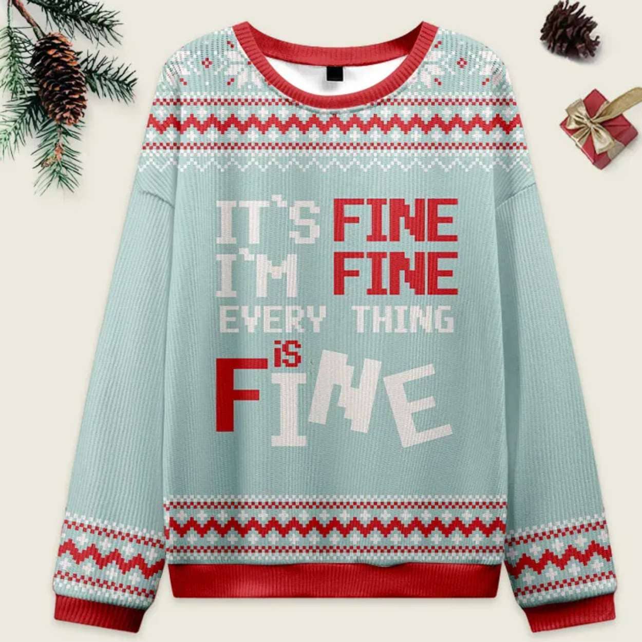 Vintage It's Fine I'm Fine Everything Is Fine Ugly Christmas Sweater Vintage It's Fine I'm Fine Everything Is Fine Ugly Christmas Sweater