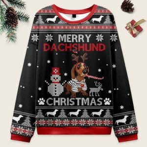 Vintage Merry Dachshund Ugly Christmas Sweater