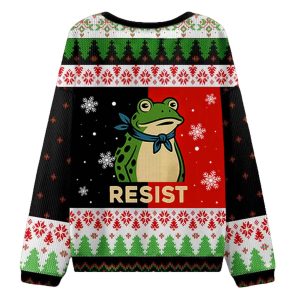 Vintage Resist Frog Christmas Ugly Sweater