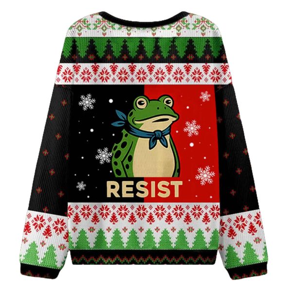 Vintage Resist Frog Christmas Ugly Sweater
