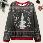 Vintage When You're Dead Inside Skeleton Ugly Christmas Sweater